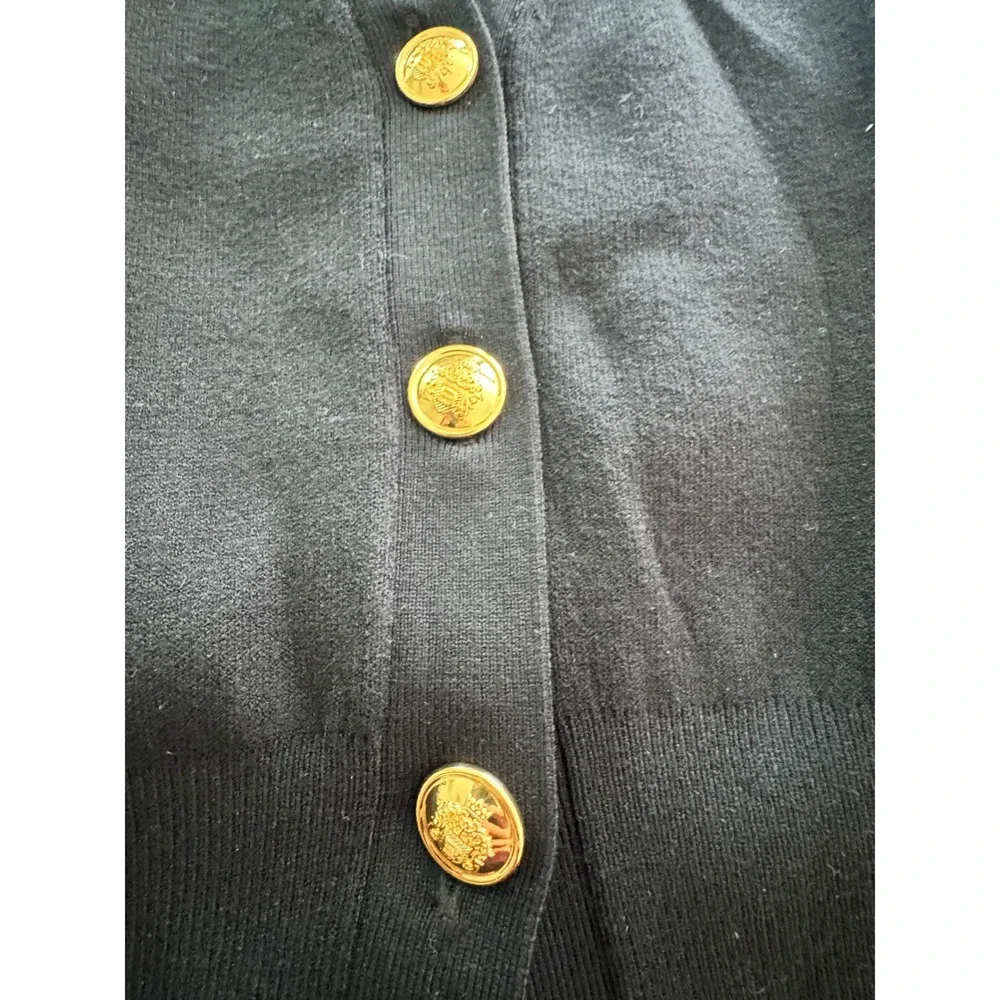 Babaton Aritzia Black tribeca Cardigan Gold Crest Buttons Cinched Waist 2XS NEW‎